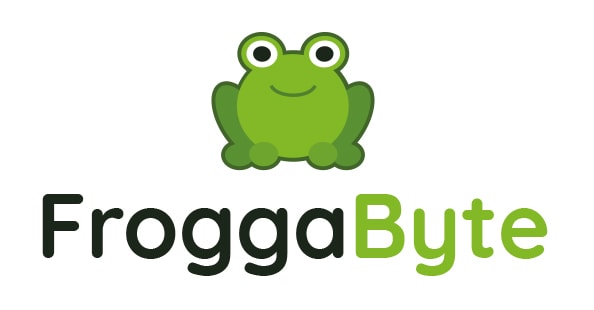 FroggaByte logo of a frog